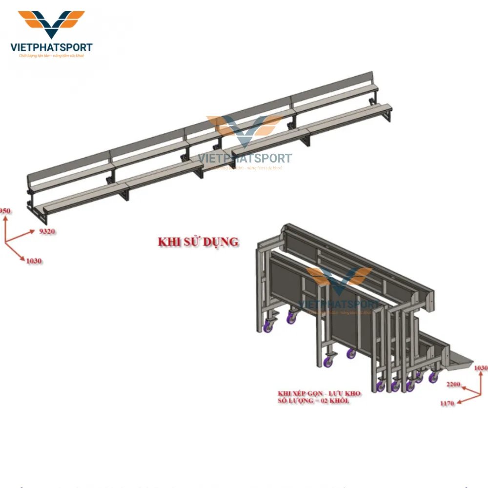 BĂNG GHẾ DI ĐỘNG 2 BẬC - 32 CHỖ NGỒI