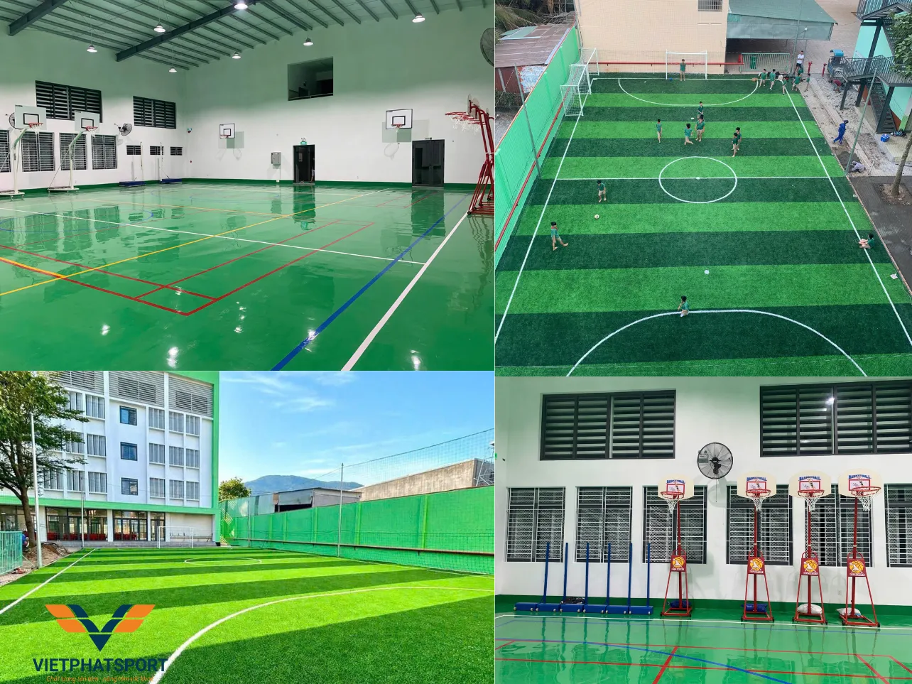 Hoàn thành sân bóng đá cỏ nhân tạo và Nhà thi đấu đa năng cho trường Hồng Bàng, Đồng Nai