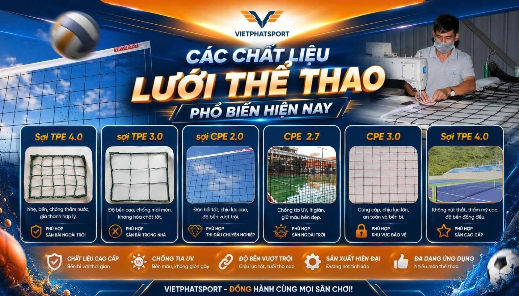 Các Chất Liệu Lưới Thể Thao Phổ Biến Hiện Nay Là Gì?
