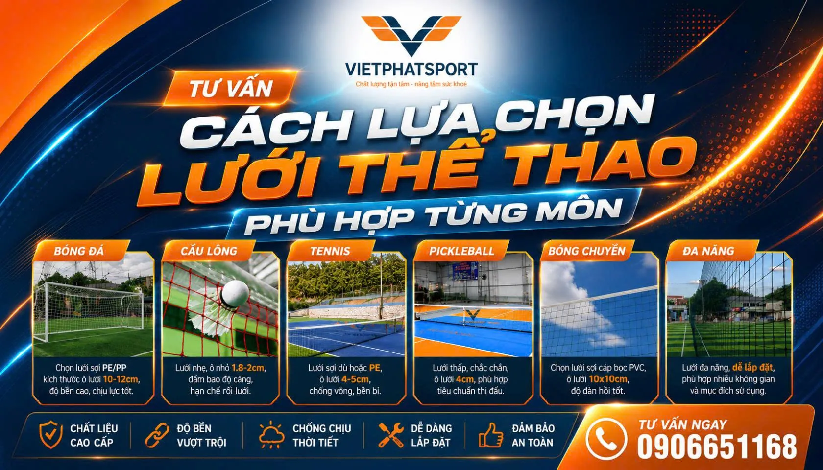 Cách Lựa Chọn Lưới Thể Thao Phù Hợp Từng Môn?