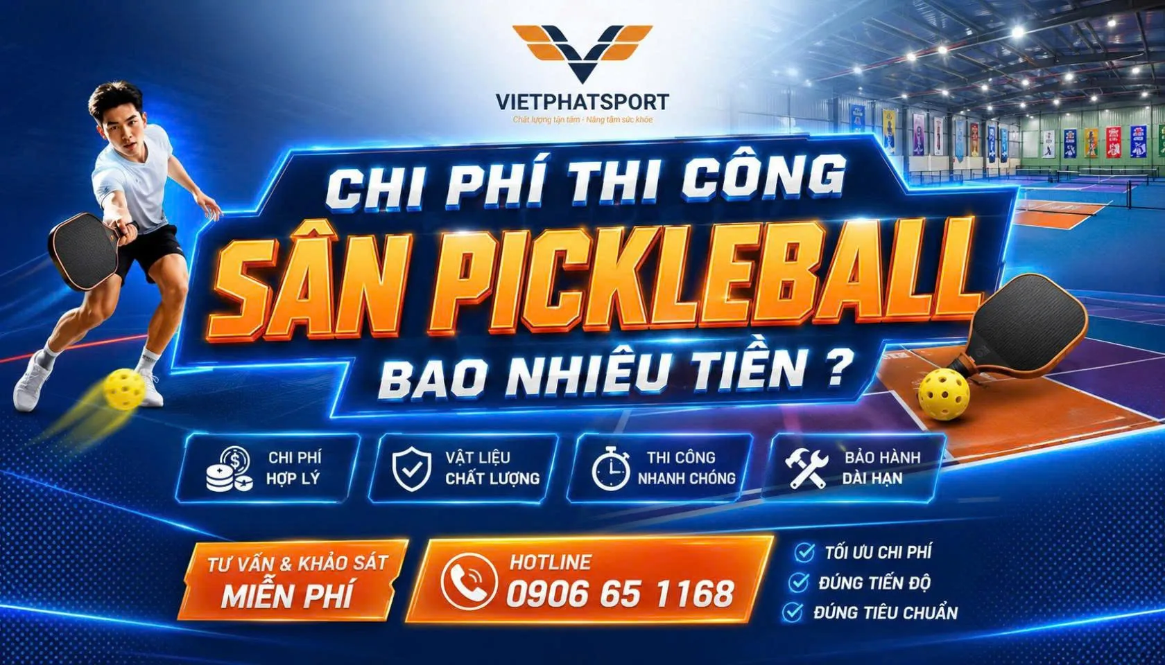 Chi Phí Thi Công Sân Pickleball Bao Nhiêu Tiền?