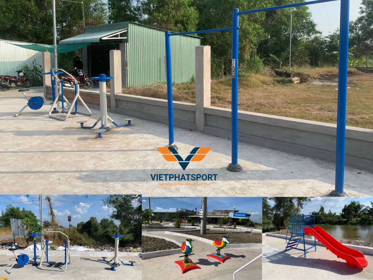 Việt Phát Sport lắp đặt máy tập công viên tại xã Thủy Đông và Thủy Tây