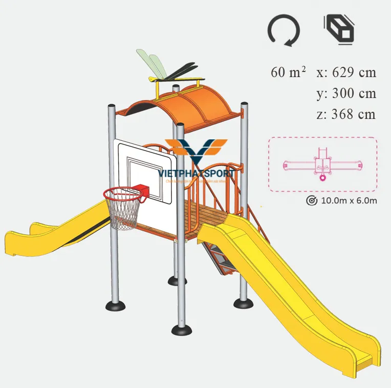 NHÀ CHÒI THANG LEO, 2 CẦU TRƯỢT, BÓNG RỔ NIK731146-4