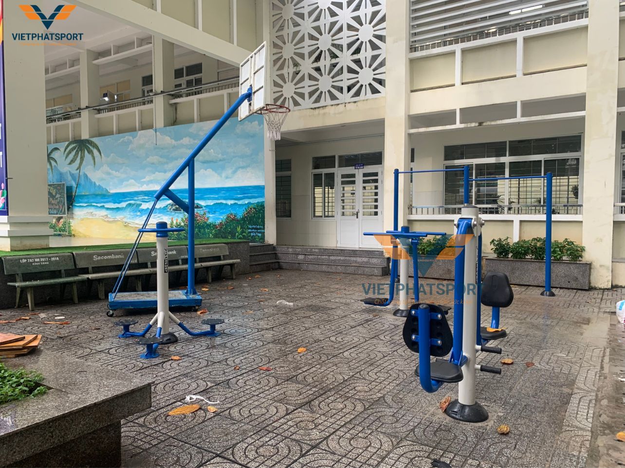 Lắp đặt dụng cụ thể thao ngoài trời tại Trường THCS Châu Thành, Vũng Tàu