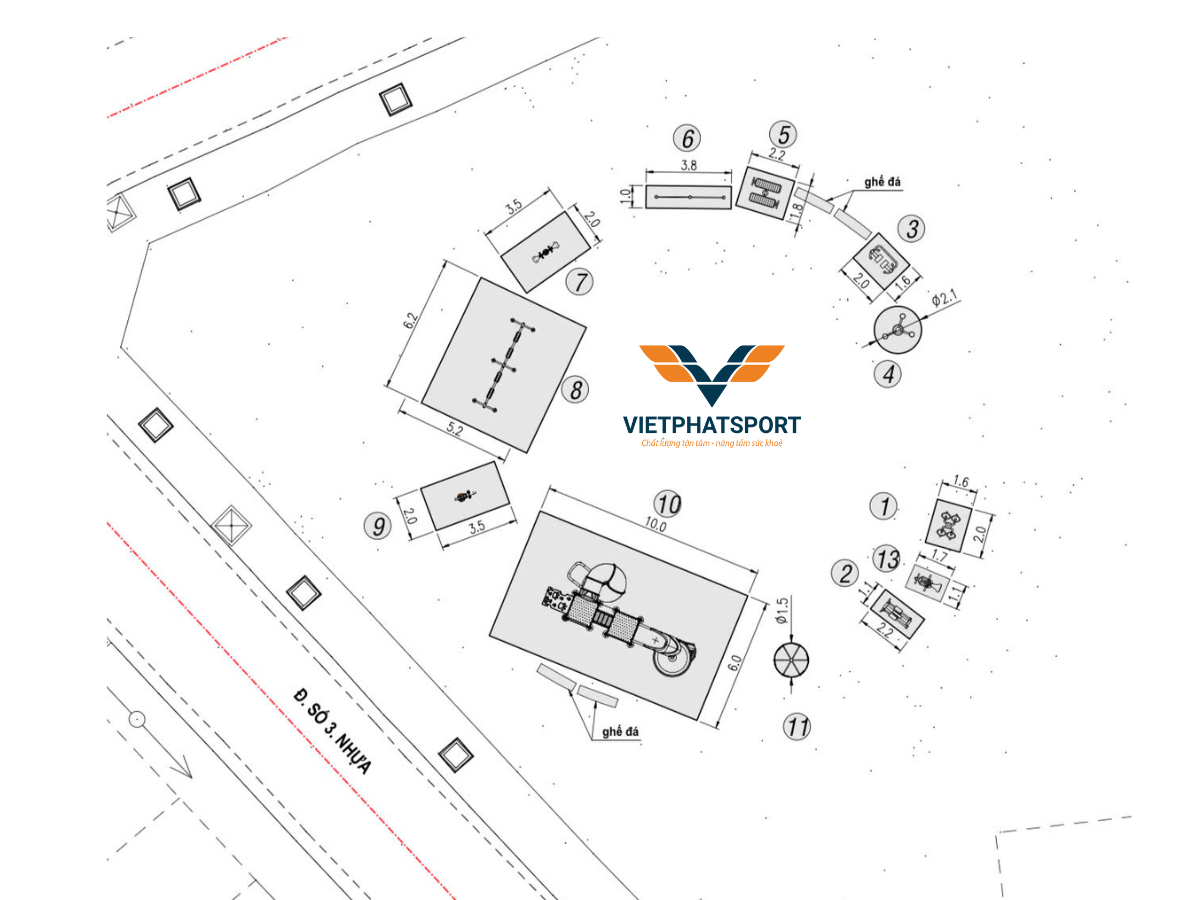 Lắp đặt dụng cụ ngoài trời cho Khu dân cư 2HA