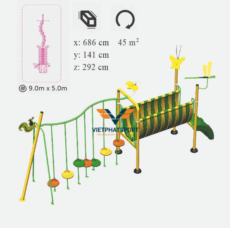 KHUNG VẬN ĐỘNG CHUYỀN DÂY, CẦU NHỰA NIK731003-DN