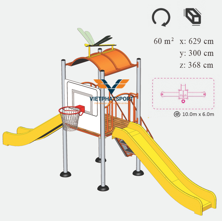 NHÀ CHÒI THANG LEO, 2 CẦU TRƯỢT, BÓNG RỔ NIK731146-4