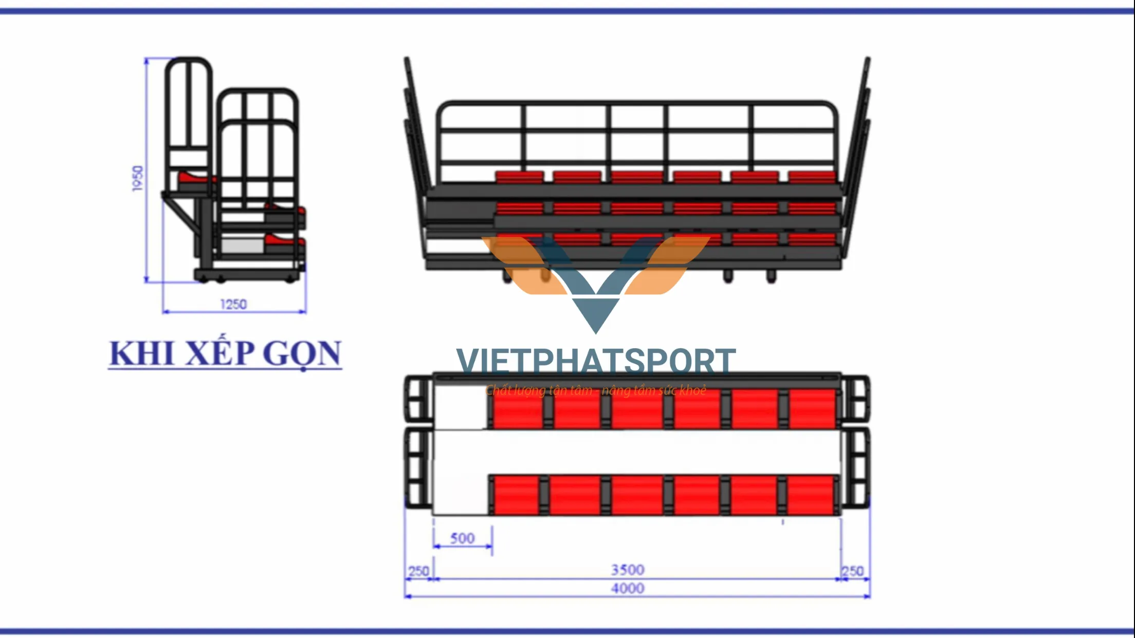 KHÁN ĐÀI XẾP THIẾT KẾ THEO KÍCH THƯỚC YÊU CẦU