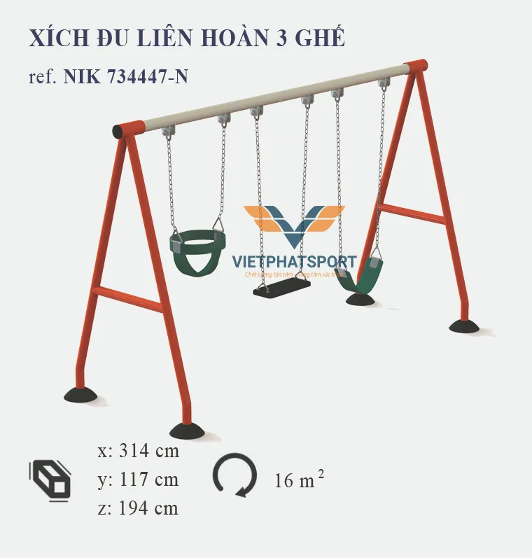 XÍCH ĐU 3 GHẾ NIK734447-N
