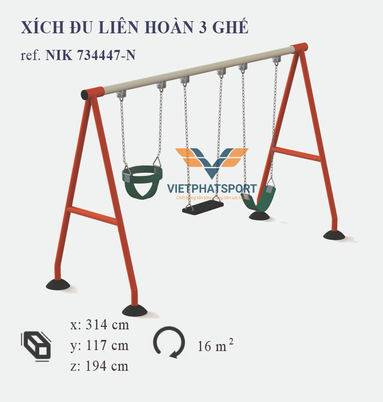 XÍCH ĐU 3 GHẾ NIK734447-N